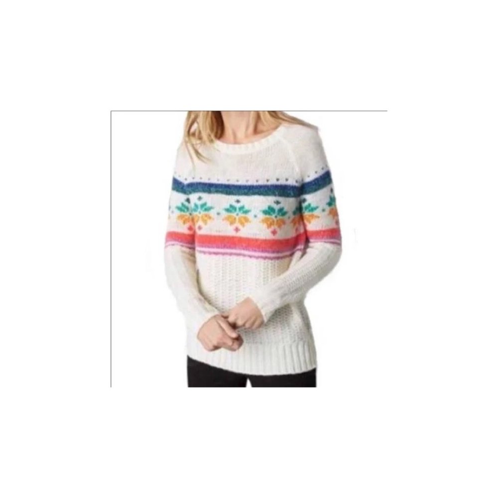 American Eagle Fair Isle Wool Jegging Sweater White Pink